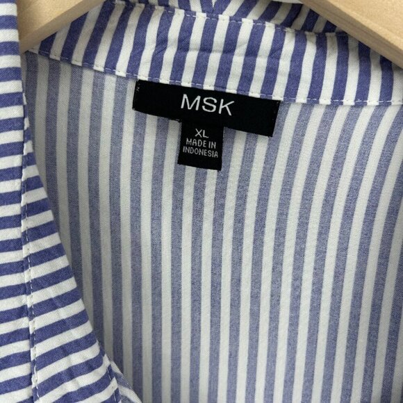 MSK Size XL Striped Blue and White Dress Coverup Beach Resortwear Holiday - Picture 4 of 13